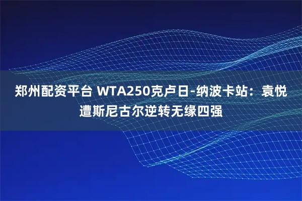 郑州配资平台 WTA250克卢日-纳波卡站：袁悦遭斯尼古尔逆转无缘四强